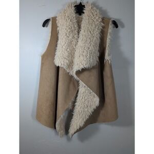 Hint of Mint Boho Faux Fur Lined Suede Like Vest Medium